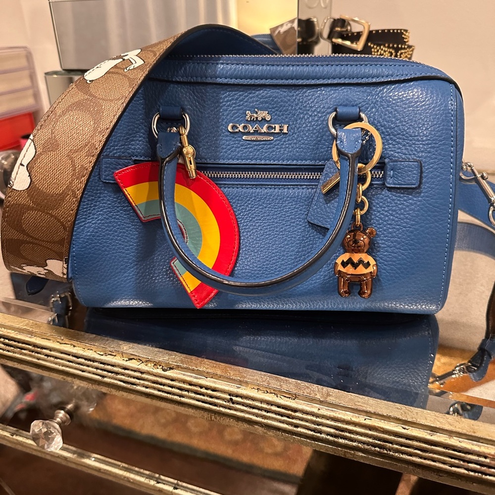 Coach x Peanuts Rowan Satchel with Charlie Brown charm